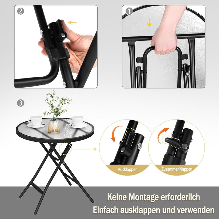 eSituro Klapptisch, Beistelltisch klappbar, Balkontisch Campingtisch Gartentisch Bistrotisch, mit Me