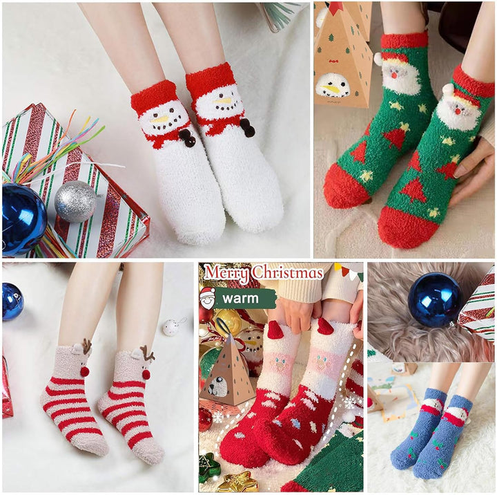 5 Paar Weihnachtssocken Kuschelsocken Damen Weihnachten Socken Flauschige Socken Christmas Socks Win