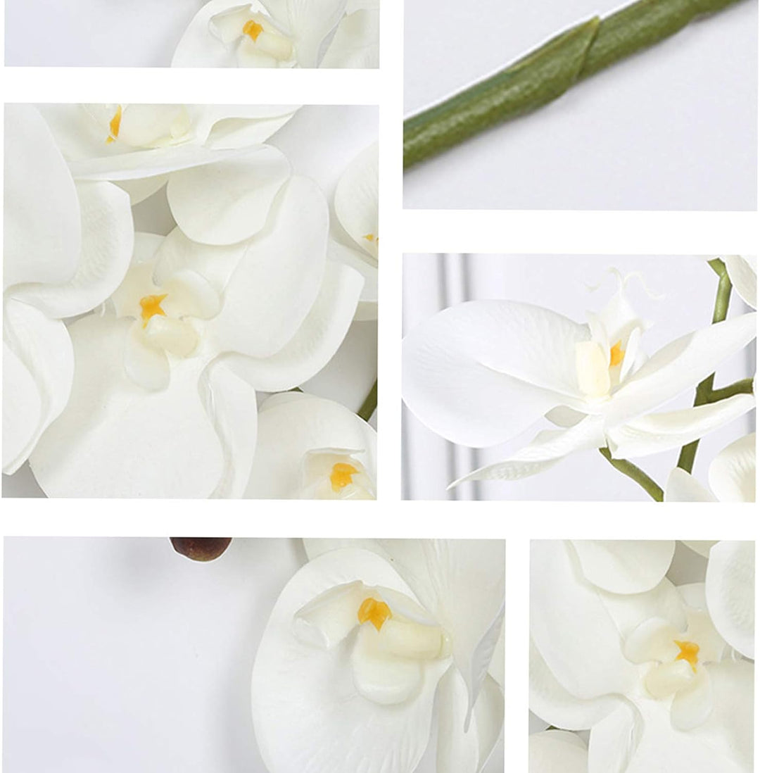 FagusHome 6 Stück künstliche Phalaenopsis Orchideen Blumen Weiss mit 6 Bündeln Künstliche Orchidee B