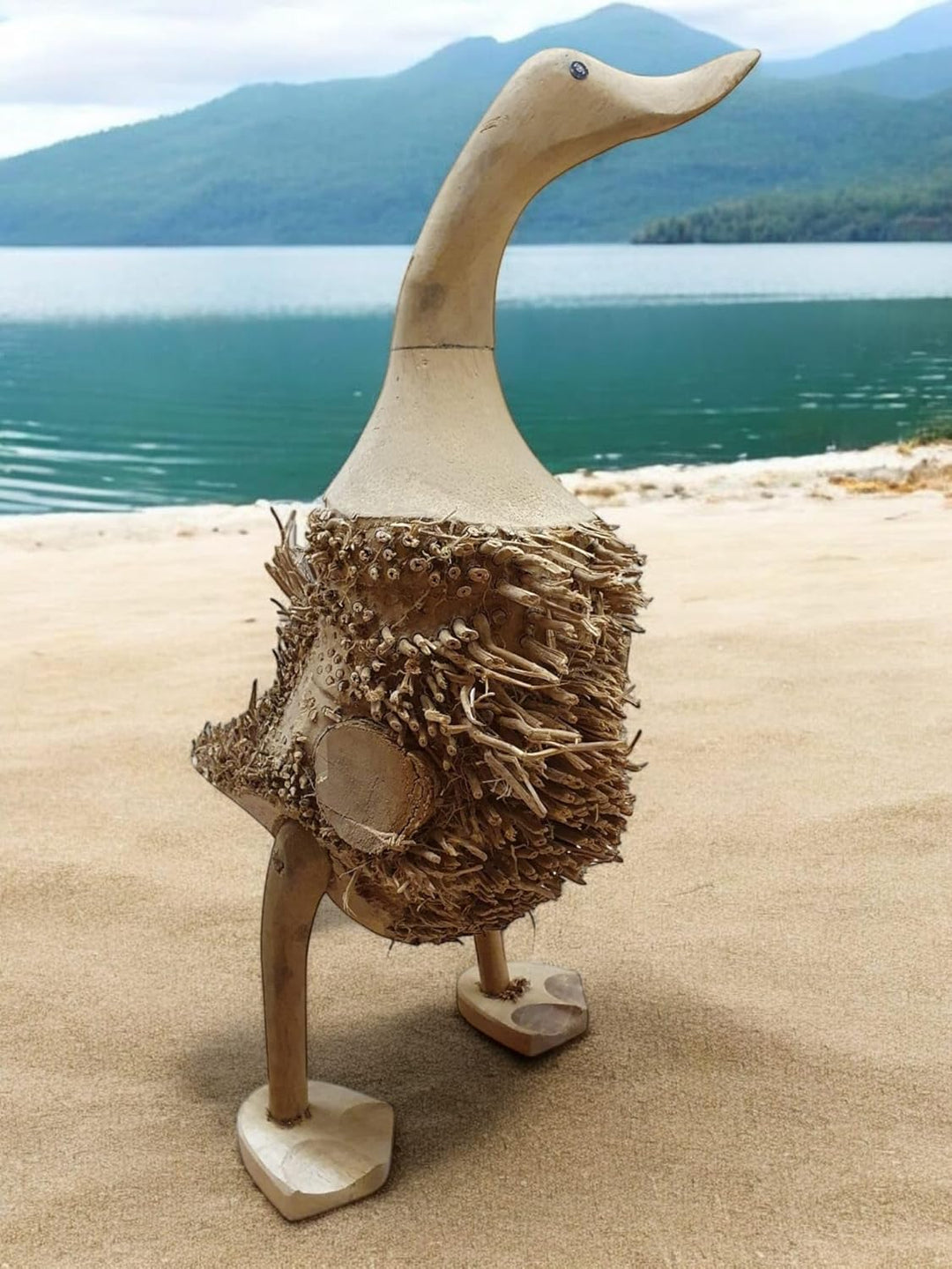 Kinaree Bambus Holz Ente mit Wurzel - 40cm Bambus Wurzel Ente - Holz Enten Natur