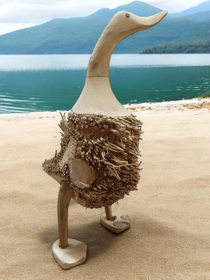Kinaree Bambus Holz Ente mit Wurzel - 40cm Bambus Wurzel Ente - Holz Enten Natur