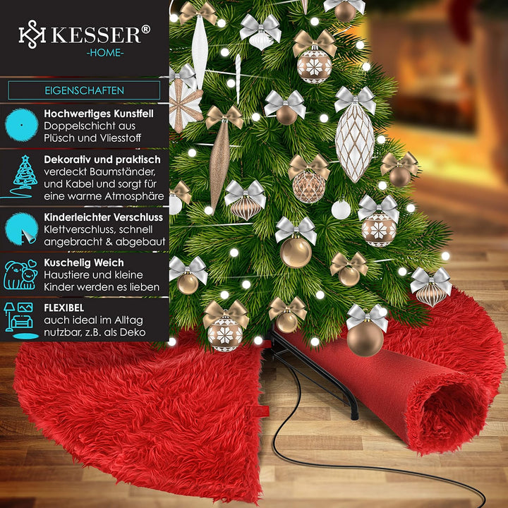 KESSER® Weihnachtsbaumdecke Tannenbaum Decke Christbaumdecke kunstfell Ø 150cm, Rund Teppich Filz Pl