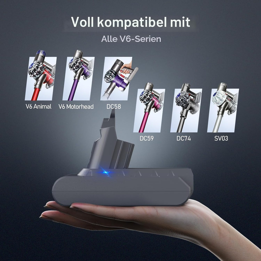 Keenstone V6 6500mAh Akku für Dyson V6 DC62, Ersatzakku für Dyson DC58 DC59 DC61 Animal DC72 DC74 SV