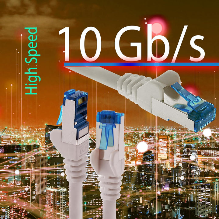 10m - CAT6a - Netzwerkkabel weiss - 10 Stück CAT 6 A Patchkabel 10000 Mbit s SFTP PIMF 500 MHz kompa