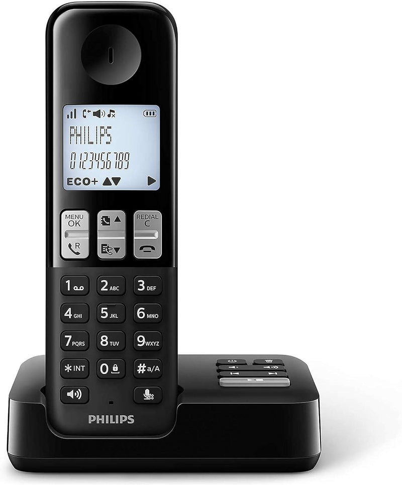 Philips D255 Schnurlostelefon - DECT - 1,8 Zoll Display - Plug & Play - 16 Stunden Sprechzeit - 25 M