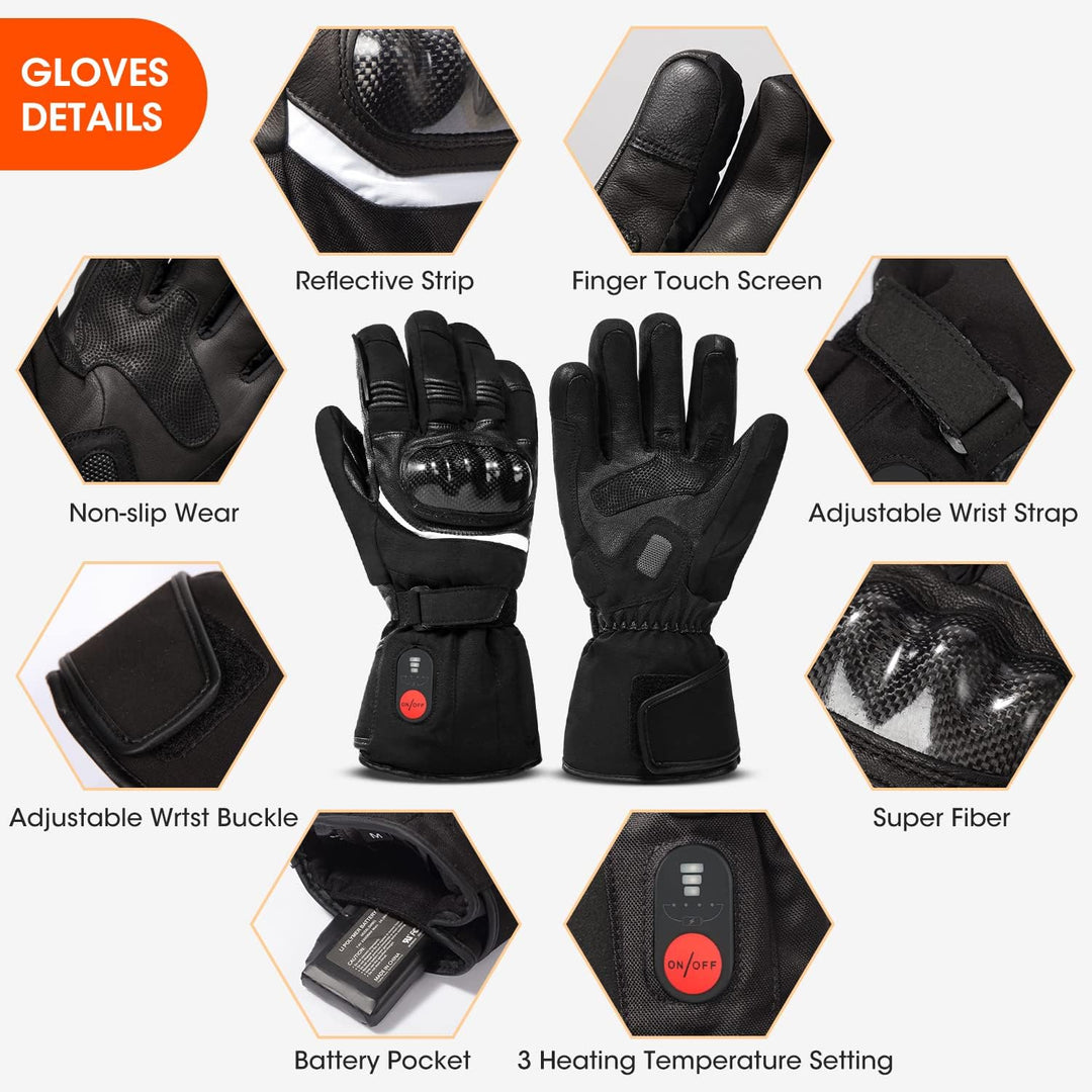 Sun Will Beheizte Motorrad Handschuhe Herren Damen, Winter wasserdichte Beheizbare Warme Handschuhe