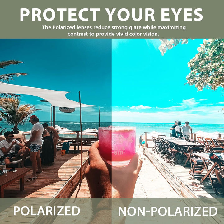 LVIOE Polarisiert Sonnenbrille Damen Gross Schwarz, Klassisch Vintage Sonnenbrille Grosse gläser mit