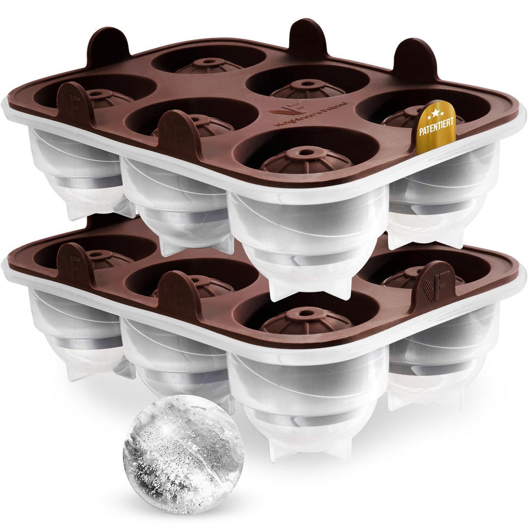 Neighbour’s Friend Patentierte Runde Eiswürfelform 2er Pack - XXL Eiskugelform für Whisky, Rum & Coc