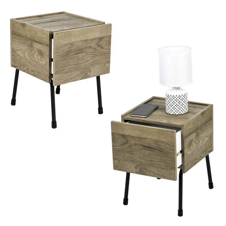Iris Ohyama, Regal/Kleines Aufbewahrungsmöbel, Set mit 2 Beistellmöbeln, Design, Solide, Büro, Haus
