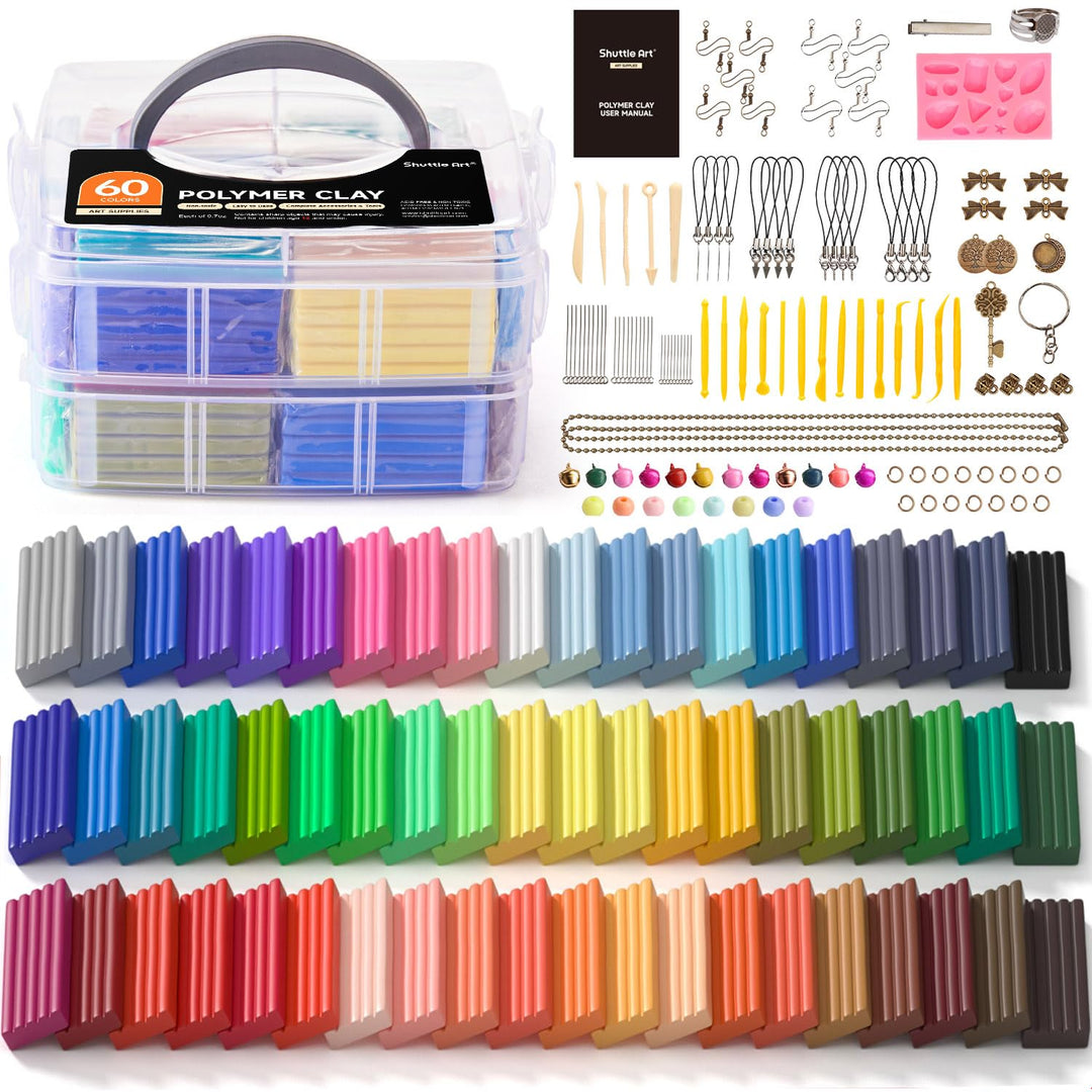 Shuttle Art Polymer Clay, 60 buntes Weich-Ton-Set, 1,65 kg/ 3,64 lb, ofenhärtende Modelliermasse Set