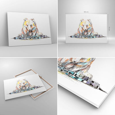 Bilder auf Leinwand 100x70cm Leinwandbild Bär Spielzeug Spiel Illustration Gross Wanddeko Bild Schla