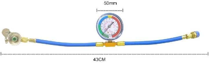 TOTMOX Durable R134A Auto 16,9 '' Kältemittel-Klimaanlagen-Füllschlauch mit Manometer, Gummi-Hochdru