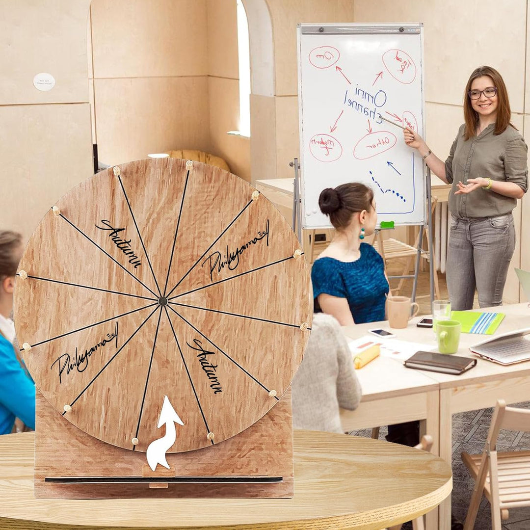Glücksrad Zum Drehen,35 CM 12 Slots Glücksrad Zum Selbstgestalten Mit Markierstift,Grosses Glücksrad