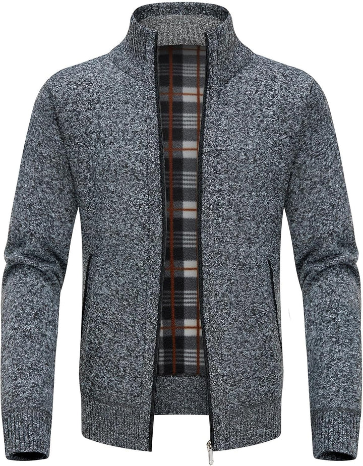 KUDORO Strickjacke Herren Cardigan Trachtenjacke mit Reissverschluss Gestrickt Wintermantel Strickja