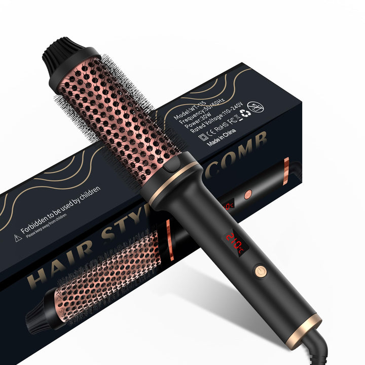 OKWRAP Thermal Brush 38mm Thermobürste, Lockenstab Grosse Locken Geeignet für Langes und Kurzes Haar