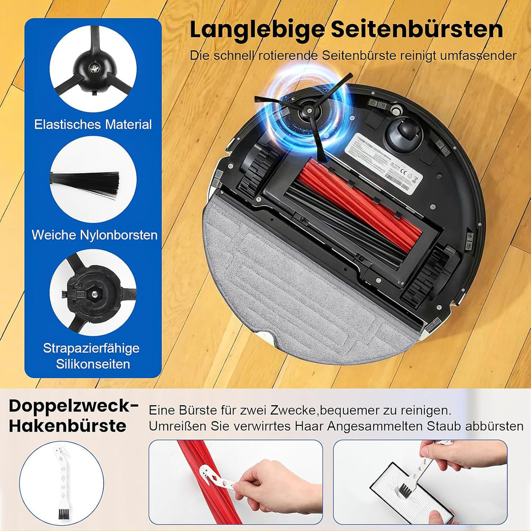 28 Stück Zubehör für Roborock S8 Pro Ultra Saugroboter, Ersatzteile 2 Hauptbürste 6 Staubbeutel 6 Wi