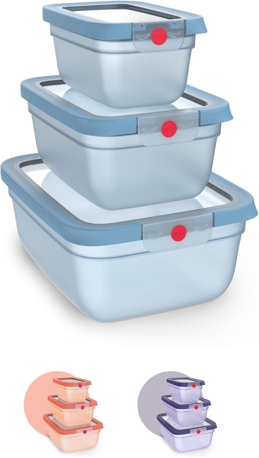 EMSA oneClick Frischhaltedosen, 0,75L, 1,5L, 3,0L, Lebensmittel 2 x länger frisch, 100% dicht, Made