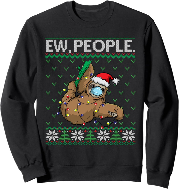 Ew People Faultier Santa | Sloth Face Mask Ugly Christmas Sweatshirt