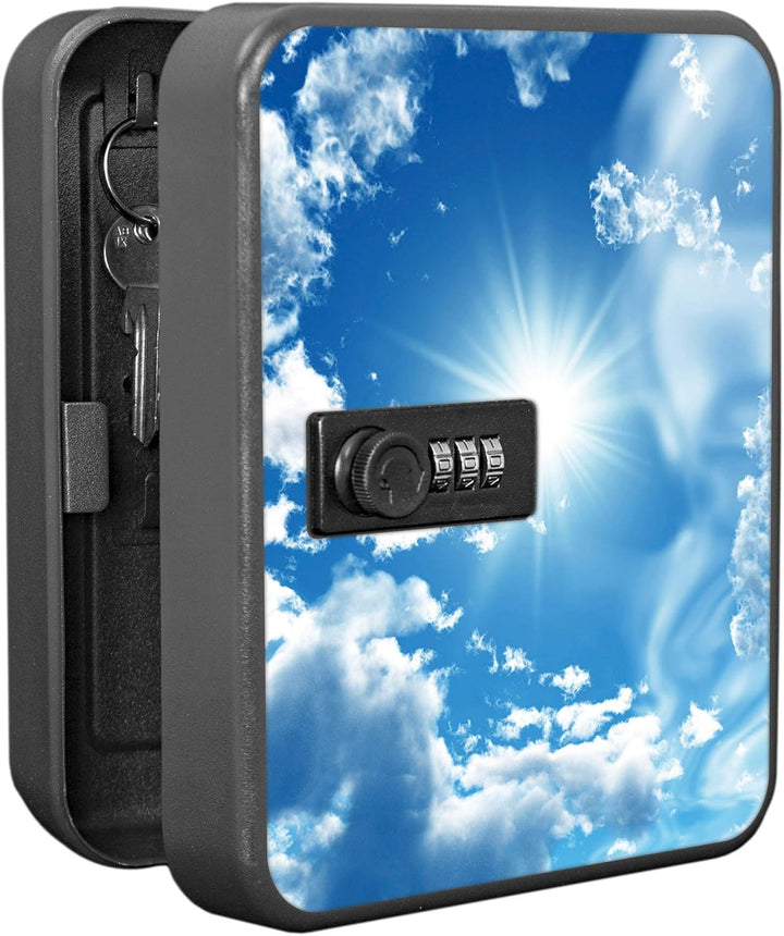 banjado® Burg-Wächter® abschliessbarer Schlüsselkasten mit Motiv Clouds für 20 Schlüssel - Schlüssel