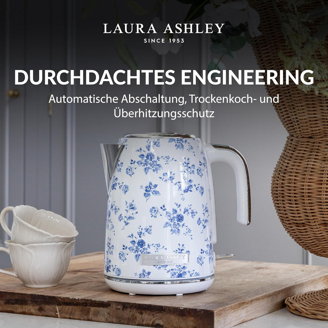 Laura Ashley China Rose Kabelloser Elektrischer Wasserkocher von VQ. Edelstahl-Wasserkocher 1.7 Lite