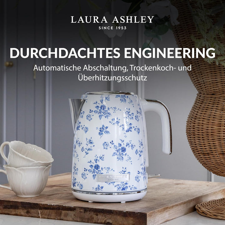 Laura Ashley China Rose Kabelloser Elektrischer Wasserkocher von VQ. Edelstahl-Wasserkocher 1.7 Lite