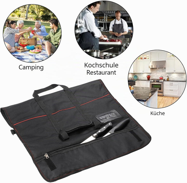 Tosnail Chef Messer Roll Tasche, Heavy Duty Messer Tasche mit 21 Slots & 1 grosse Reissverschlusstas