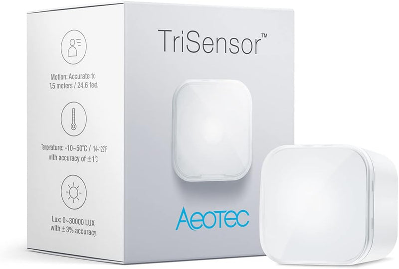 Aeotec TriSensor | Z-Wave Plus Bewegungsmelder | Multisensor - 3-in1 -Bewegungssensor Lichtsensor Te