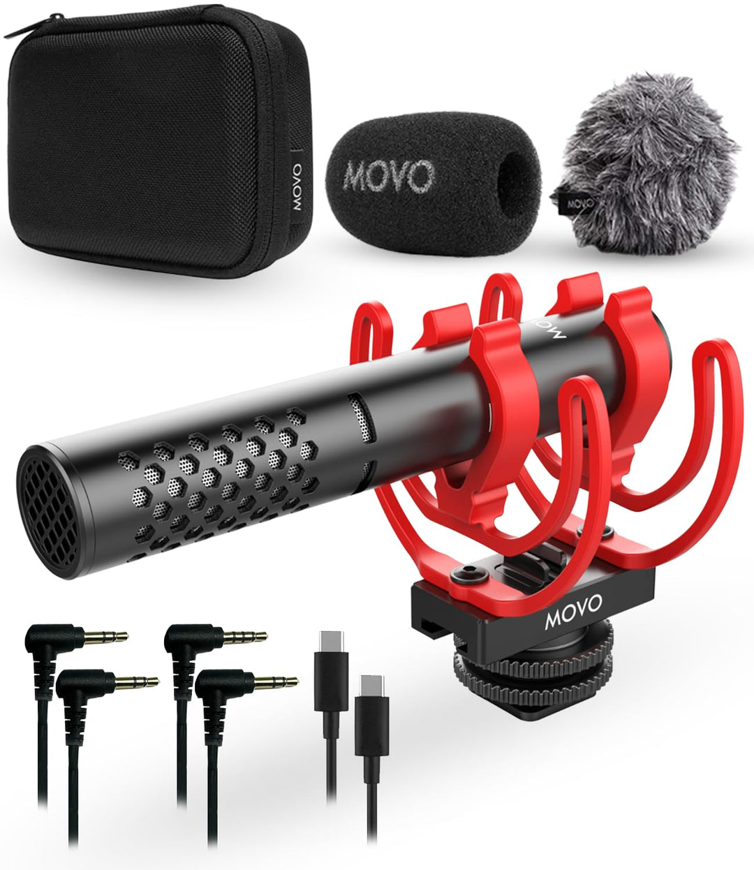 Movo X1-Mini Video Shotgun Mikrofon für Kamera Superniere 3,5 mm/USB-C Analog/Digital Kameramikrofon