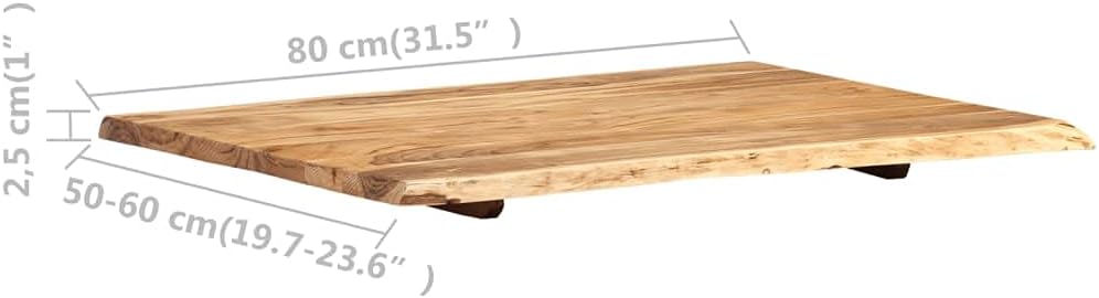 vidaXL Massivholz Tischplatte Baumkante Massivholzplatte Akazie 80x(50-60) x2,5cm 80 x 60 x 2.5 cm,