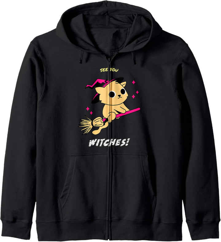 Wir sehen uns Hexenkatze Lustiges Kostüm Halloween Kapuzenjacke