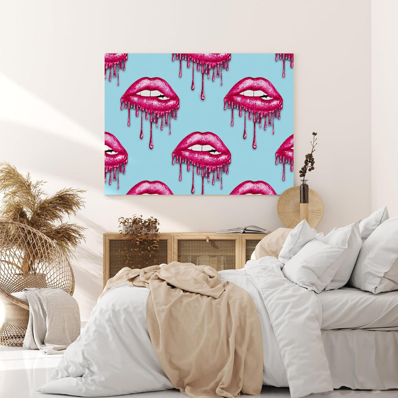 wandmotiv24 Leinwandbild 260 g/m² - Kunstdruck auf Leinwand - Wandkunst - Wandbild mit Frauen Lippen