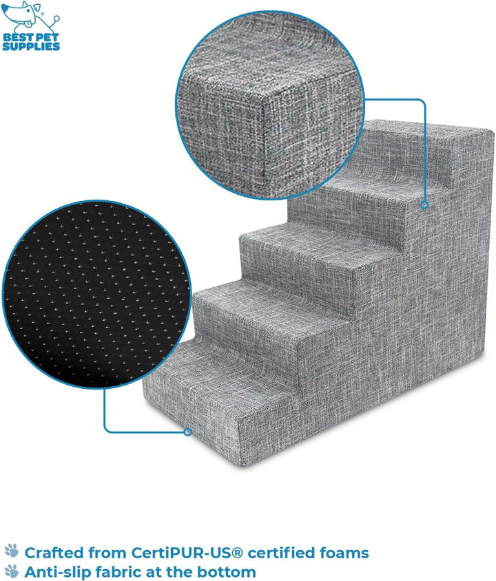 Best Pet Supplies Haustiertreppe mit CertiPUR-US-zertifiziertem Schaumstoff für Hunde und Katzen in