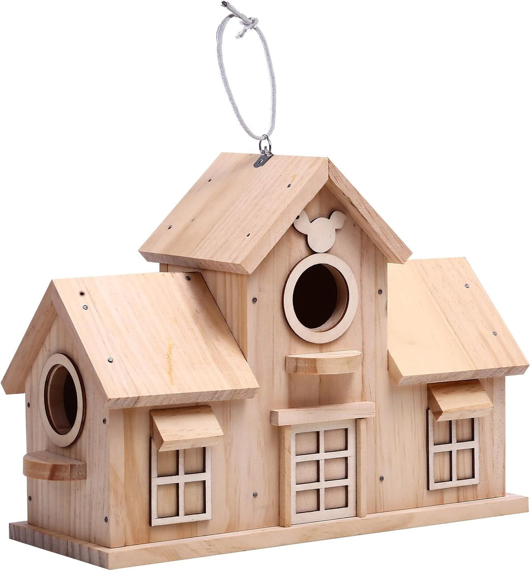 Deko-Vogelhaus aus Holz, Kiefer natur, Design mit doppeltem Eingang