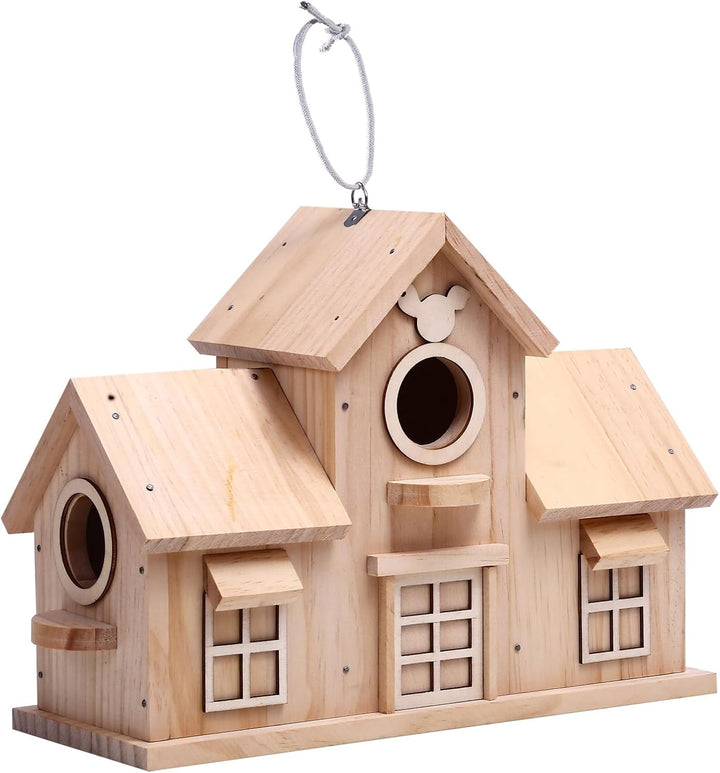 Deko-Vogelhaus aus Holz, Kiefer natur, Design mit doppeltem Eingang