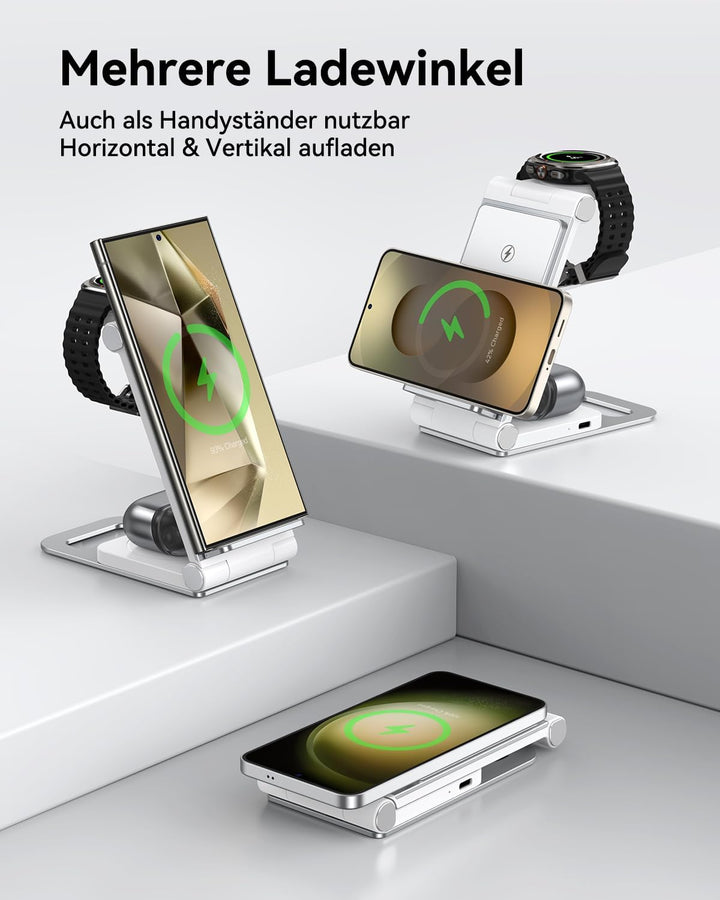 3 in 1 Induktive Ladestation Faltbar für Samsung Galaxy S25 Ultra Plus FE S24 S23 S22 S21 S20 Series