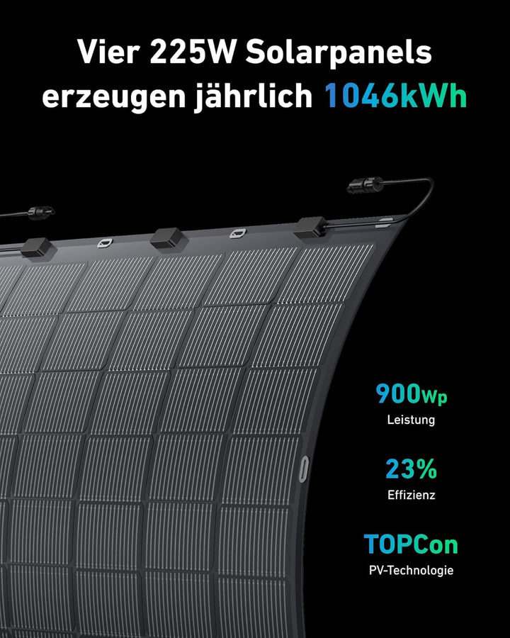 ALLDREI® flexible Solarmodule 2er Set - 900W flexibles Solarpanel-Kit, 213°Biegung PV Module mit TOP
