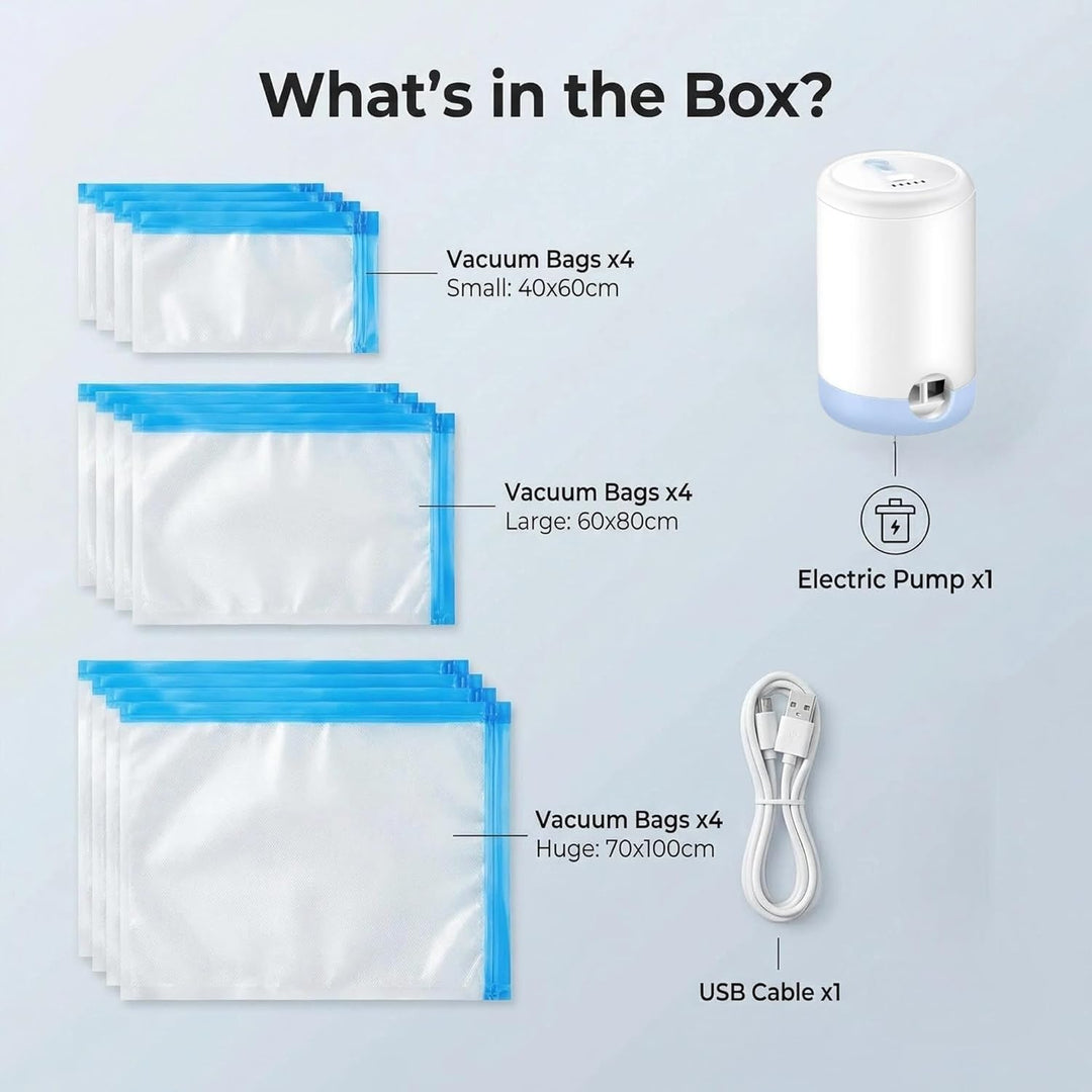 Vakuumbeutel für Kleidung Reise mit Pumpe, 12PCS Vacuum Bags for Clothes (4 * 60x40cm, 4 * 80x60cm,