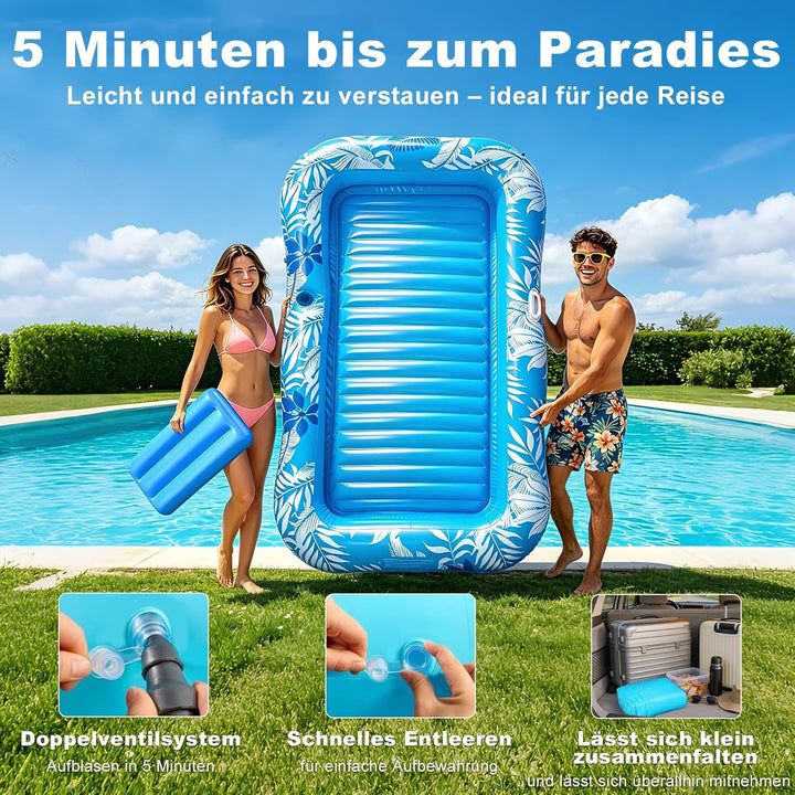 Balakaka Luftmatratze Tanning Pool Gross 208×130cm, Aufblasbarer Sonnenpool für Erwachsene mit Handl