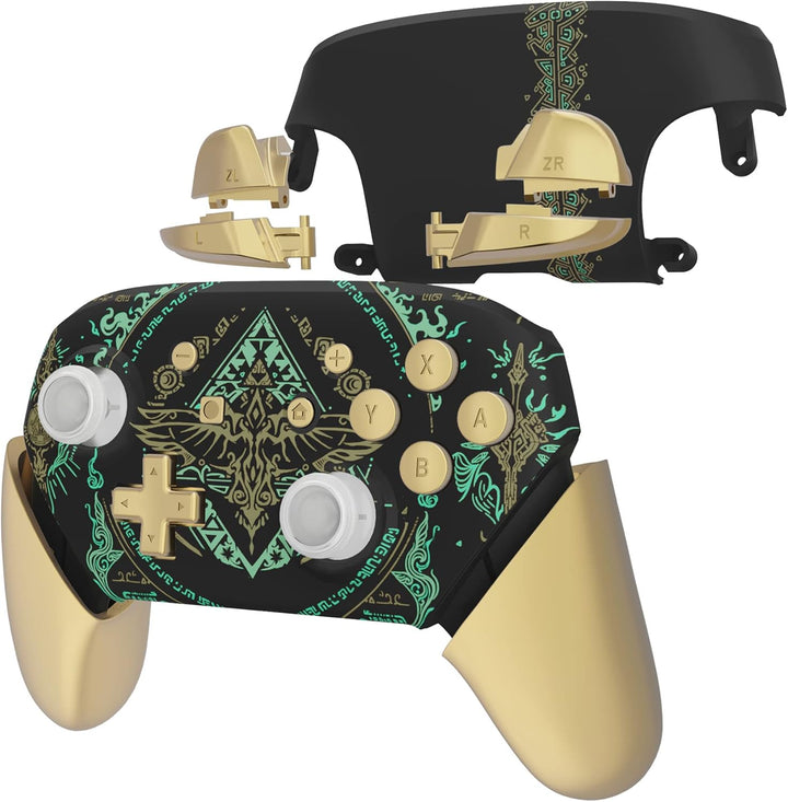 eXtremeRate Griff Hülle Set kompatibel mit Nintendo Switch Pro Controller, DIY-Ersatz Front Case/Bac