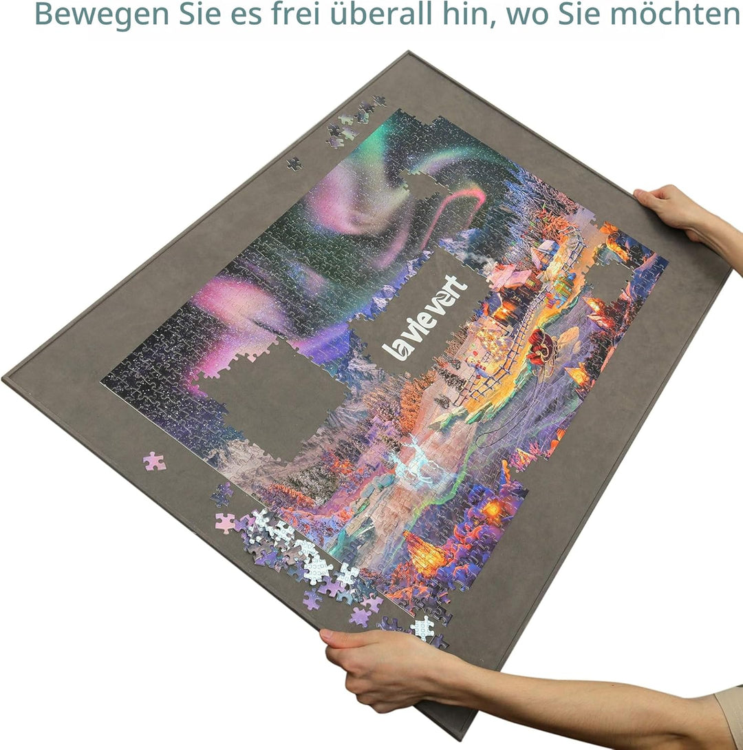 LAVIEVERT Holzpuzzle-Brett, Puzzle-Aufbewahrung, Puzzle-Sparer mit Rutschfester Oberfläche für bis z