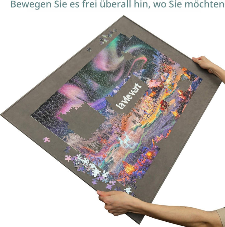 LAVIEVERT Holzpuzzle-Brett, Puzzle-Aufbewahrung, Puzzle-Sparer mit Rutschfester Oberfläche für bis z