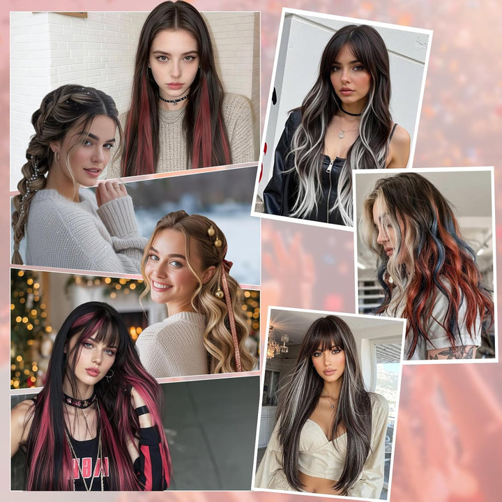 S-noilite Clip in Extensions Echthaar 6 Stück Balayage Haarverlängerung Echthaar Highlights für Frau