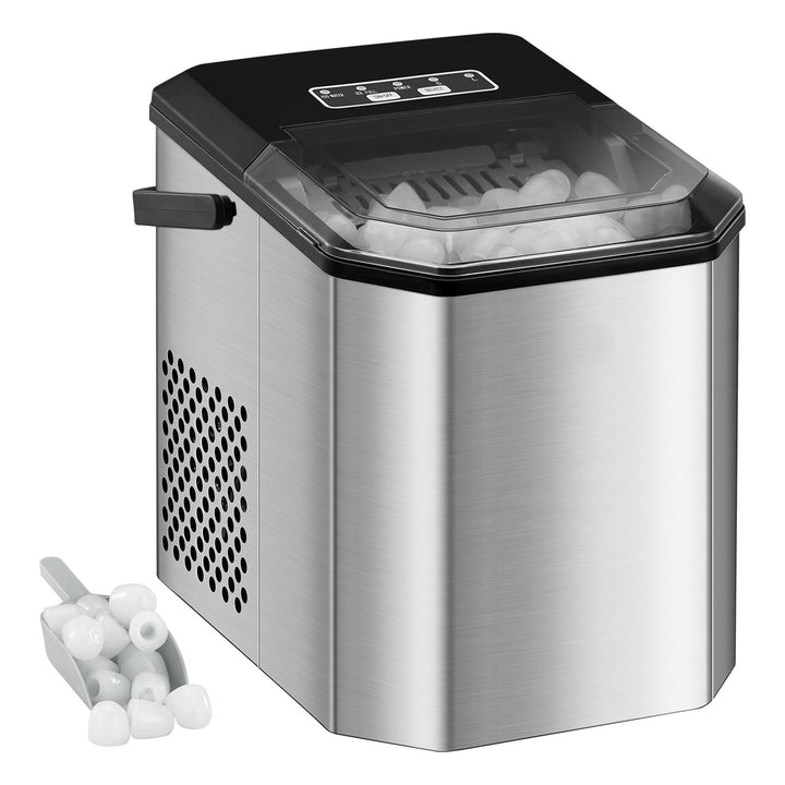 Eiswürfelmaschine, 9 Eiswürfel in 6 Minuten, tragbare Eismaschine mit Eislöffel, 2 Eiswürfelgrössen,