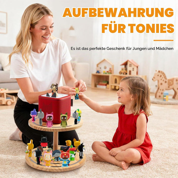 Gieanoo 360°Runde Tonies Magnetisches Regal, 2-Tier Toniebox Display Regal für 30-50 Tonie Charakter