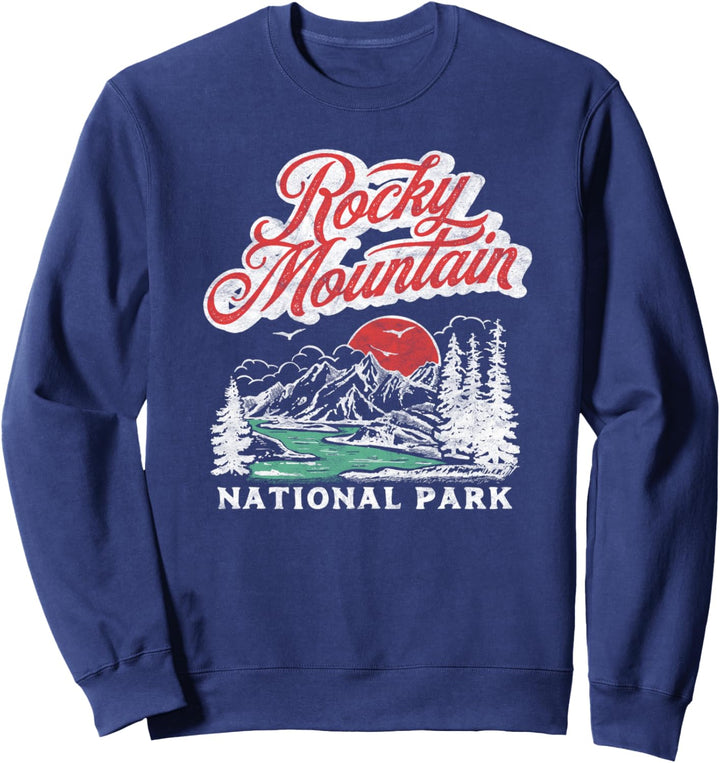 Rocky Mountain National Park Retro 80's Mountains Graphic Sweatshirt