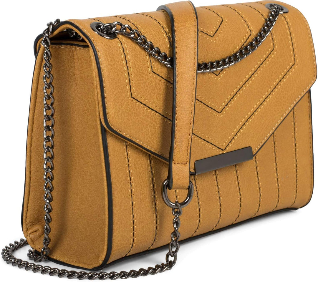 styleBREAKER Damen Umhängetasche mit Ziernähten und Kette, Schultertasche, Handtasche, Tasche 020123