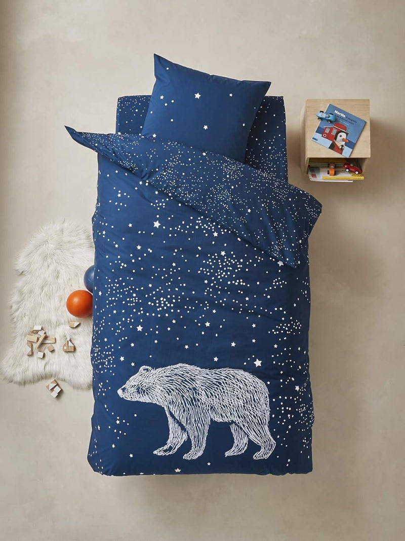 Vertbaudet Bettwäsche-Set für Kinder,Eisbär dunkelblau 140X200 - Kissen 63X63 140X200 - KISSEN 63X63
