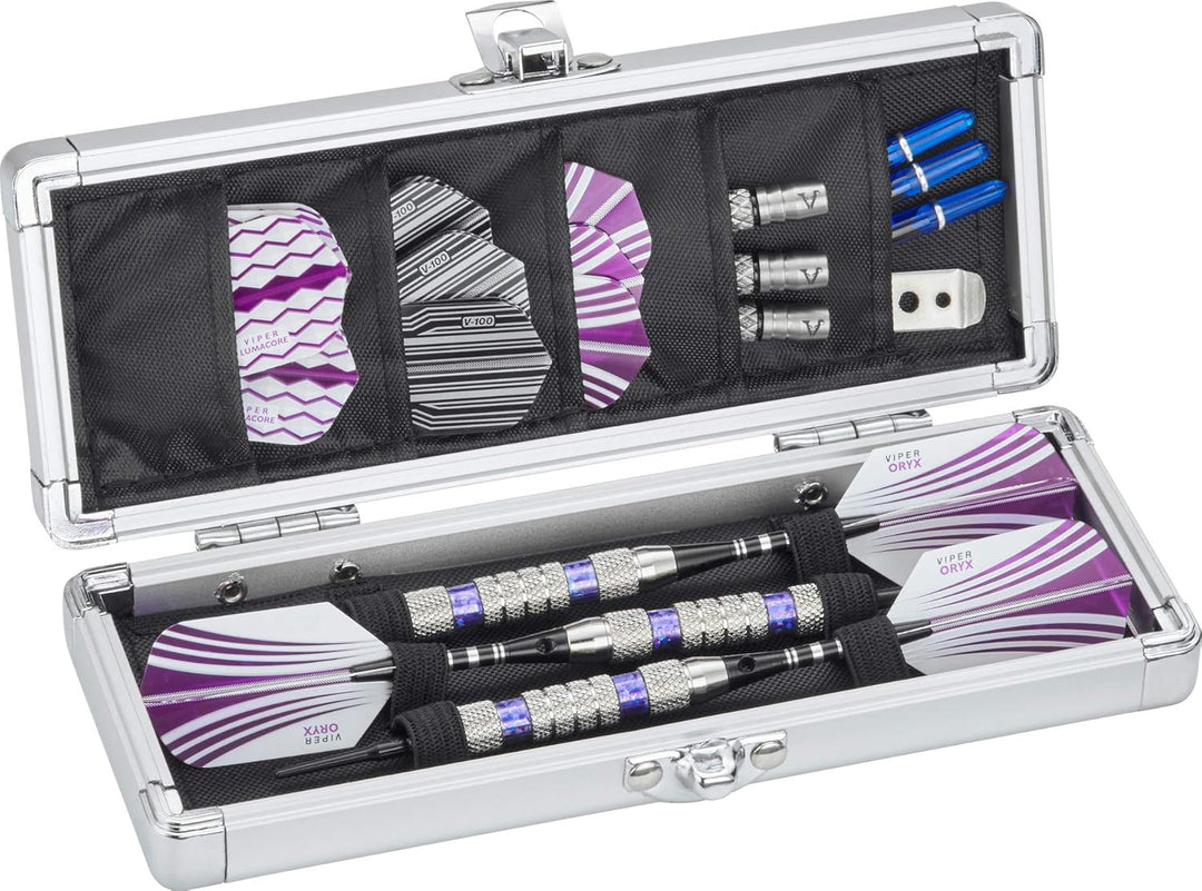 Casemaster Accolade Aluminium-Dartkoffer für 3 Stahlspitzen und weiche Dartpfeile. Schlankes Profil