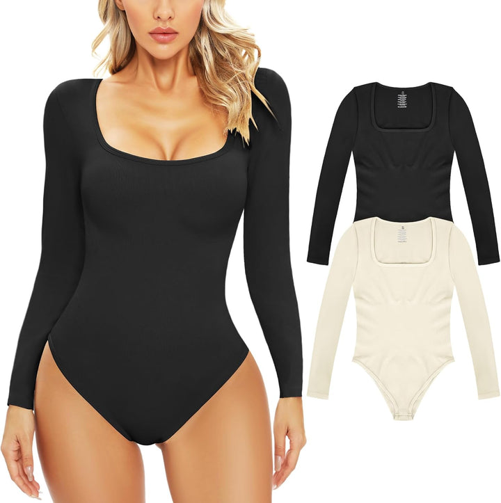 Svanco Body Damen Langarm Bodysuit Bauchweg Formende Shaping Body Shaper für Frauen Elegant Slimming