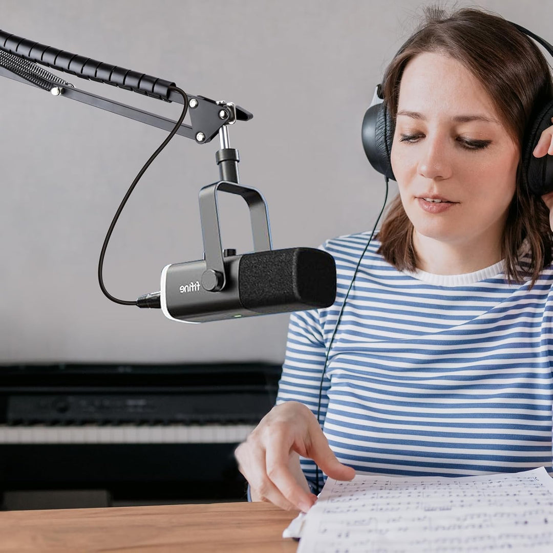 FIFINE AM8 Mikrofonarm Boom Arm - Mikrofon Schwenkarmständer kompatibel mit FIFINE Recording XLR/USB